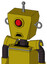 Yellow Automaton With Box Head And Sad Mouth And Cyclops Eye And Single Antenna