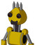 Yellow Droid With Rounded Head And Dark Tooth Mouth And Red Eyed And Three Spiked