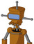 Dirty-Orange Mech With Cylinder-Conic Head And Pipes Mouth And Large Blue Visor Eye And Single Antenna