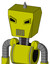 Yellow Robot With Box Head And Vent Mouth And Angry Eyes And Spike Tip