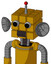 Yellow Droid With Cube Head And Dark Tooth Mouth And Two Eyes And Single Led Antenna