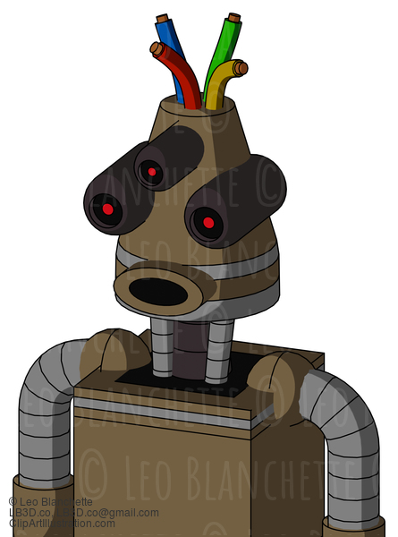 Cardboard Robot With Cone Head And Round Mouth And Three-Eyed And Wire Hair #21278