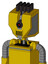 Yellow Droid With Mechanical Head And Speakers Mouth And Black Cyclops Eye And Pipe Hair