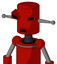 Red Mech With Cylinder Head And Sad Mouth And Angry Eyes