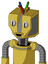 Yellow Droid With Mechanical Head And Happy Mouth And Two Eyes And Wire Hair