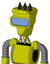 Yellow Robot With Cylinder-Conic Head And Large Blue Visor Eye And Three Dark Spikes