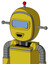 Yellow Droid With Bubble Head And Happy Mouth And Large Blue Visor Eye And Single Led Antenna