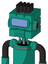 Green Automaton With Cube Head And Toothy Mouth And Large Blue Visor Eye And Pipe Hair