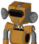 Yellowish Droid With Mechanical Head And Speakers Mouth And Black Visor Eye