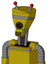 Yellow Automaton With Vase Head And Speakers Mouth And Black Cyclops Eye And Double Led Antenna