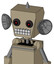 Tan Robot With Box Head And Keyboard Mouth And Black Glowing Red Eyes And Spike Tip