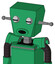 Green Automaton With Box Head And Round Mouth And Two Eyes