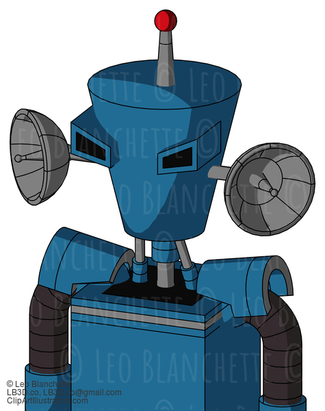 Blue Automaton With Cylinder-Conic Head And Angry Eyes And Single Led Antenna #21339