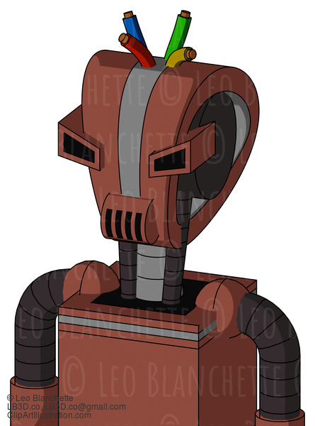 Brown Droid With Droid Head And Speakers Mouth And Angry Eyes And Wire Hair #21340