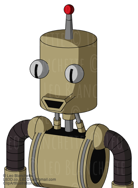 Army-Tan Automaton With Cylinder Head And Happy Mouth And Two Eyes And Single Led Antenna #21353