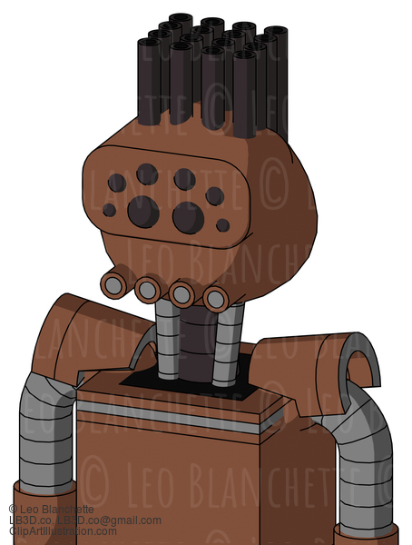 Brown Mech With Rounded Head And Pipes Mouth And Bug Eyes And Pipe Hair #21354