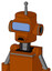 Redish-Orange Mech With Cylinder Head And Sad Mouth And Large Blue Visor Eye And Single Antenna