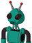 Green Automaton With Rounded Head And Speakers Mouth And Black Glowing Red Eyes And Double Led Antenna