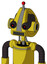 Yellow Droid With Droid Head And Square Mouth And Black Glowing Red Eyes And Single Led Antenna