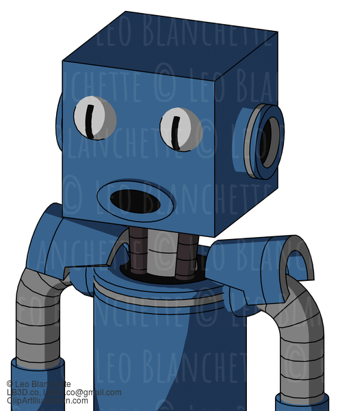 Blue Robot With Box Head And Round Mouth And Two Eyes #21379