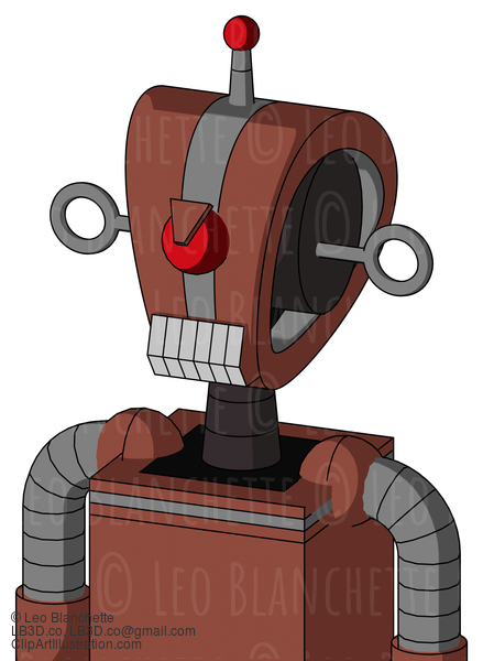 Brown Droid With Droid Head And Teeth Mouth And Angry Cyclops And Single Led Antenna #21384