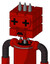 Red Mech With Cube Head And Sad Mouth And Plus Sign Eyes And Three Spiked