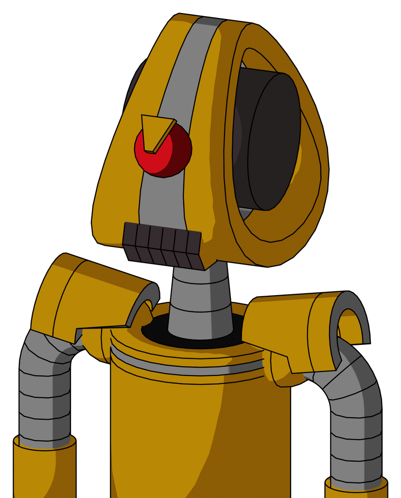 Yellow Droid With Droid Head And Dark Tooth Mouth And Angry Cyclops