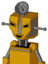 Yellow Robot With Mechanical Head And Happy Mouth And Angry Eyes And Radar Dish Hat