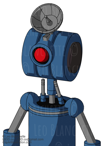 Blue Robot With Multi-Toroid Head And Cyclops Eye And Radar Dish Hat #21413