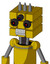 Yellow Droid With Cube Head And Teeth Mouth And Three-Eyed And Three Spiked
