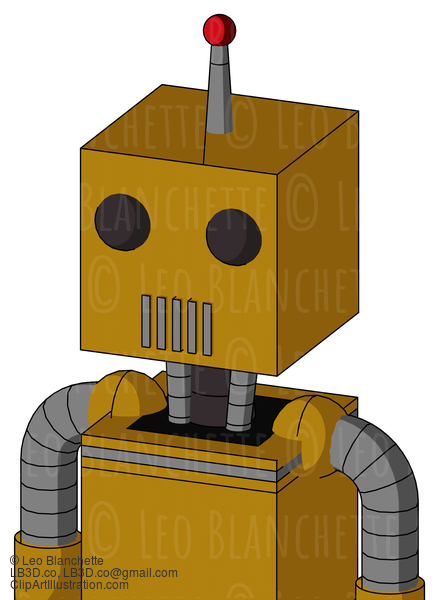 Dark-Yellow Automaton With Box Head And Vent Mouth And Two Eyes And Single Led Antenna #21428