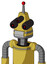 Yellow Droid With Cone Head And Teeth Mouth And Three-Eyed And Single Led Antenna
