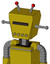 Yellow Automaton With Box Head And Pipes Mouth And Black Visor Cyclops And Double Led Antenna