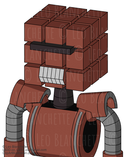 Brown Droid With Cube Head And Teeth Mouth And Black Visor Cyclops #21446