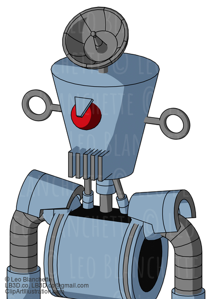 Blue Robot With Cylinder-Conic Head And Vent Mouth And Angry Cyclops And Radar Dish Hat #21452