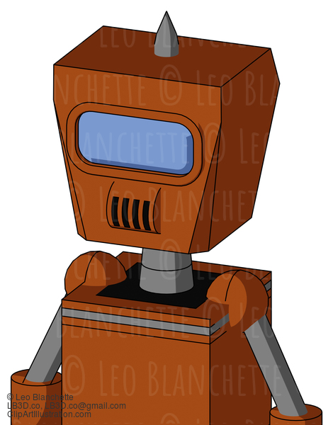 Brownish Droid With Box Head And Speakers Mouth And Large Blue Visor Eye And Spike Tip #21454