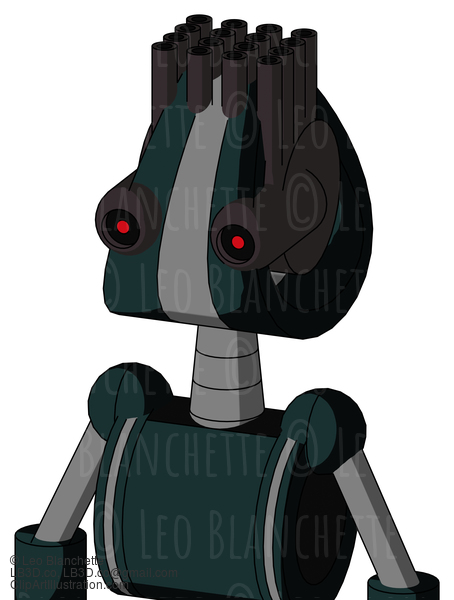 Blue Droid With Droid Head And Black Glowing Red Eyes And Pipe Hair #21460