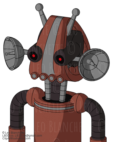 Brown Droid With Droid Head And Pipes Mouth And Black Glowing Red Eyes And Double Antenna #21469