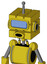Yellow Droid With Cube Head And Round Mouth And Large Blue Visor Eye And Single Antenna