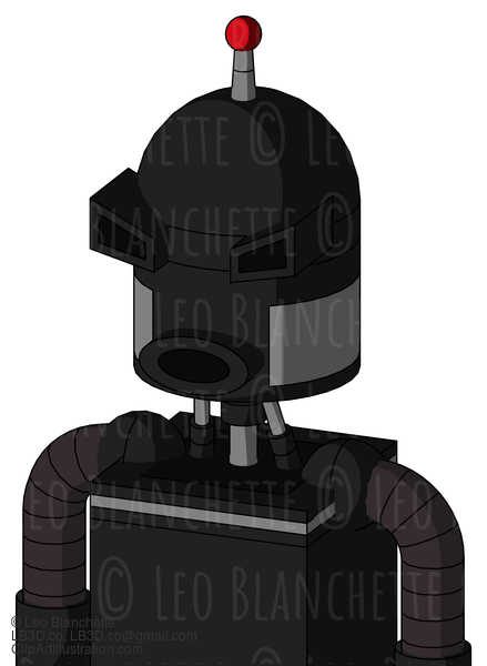 Black Automaton With Dome Head And Round Mouth And Angry Eyes And Single Led Antenna #21472