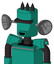 Green Automaton With Cylinder Head And Happy Mouth And Black Visor Cyclops And Three Dark Spikes