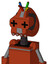 Orange Robot With Droid Head And Pipes Mouth And Plus Sign Eyes And Wire Hair