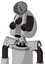 White Automaton With Droid Head And Round Mouth And Three-Eyed And Radar Dish Hat