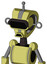 Yellow Robot With Droid Head And Sad Mouth And Black Visor Eye And Single Antenna