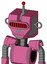 Pink Robot With Mechanical Head And Toothy Mouth And Visor Eye And Single Led Antenna