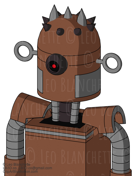 Brown Mech With Dome Head And Black Cyclops Eye And Three Spiked #21500