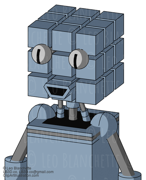 Blue Mech With Cube Head And Happy Mouth And Two Eyes #21502