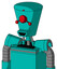 Greenish Robot With Cylinder-Conic Head And Happy Mouth And Cyclops Compound Eyes
