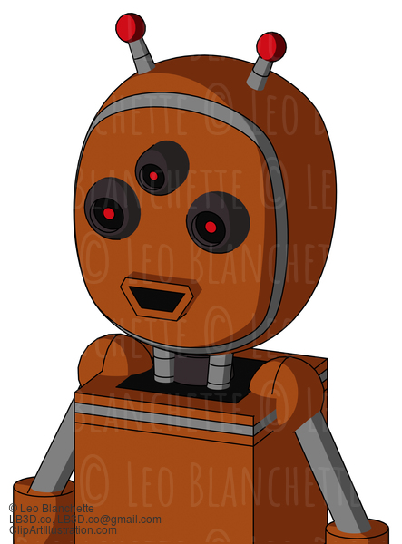 Brownish Droid With Bubble Head And Happy Mouth And Three-Eyed And Double Led Antenna #21512