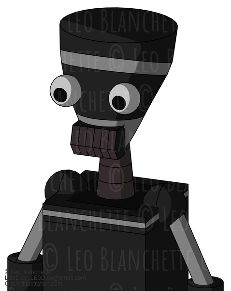 Black Automaton With Vase Head And Dark Tooth Mouth And Two Eyes #21515